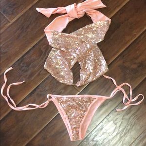 Pink sequin bikini